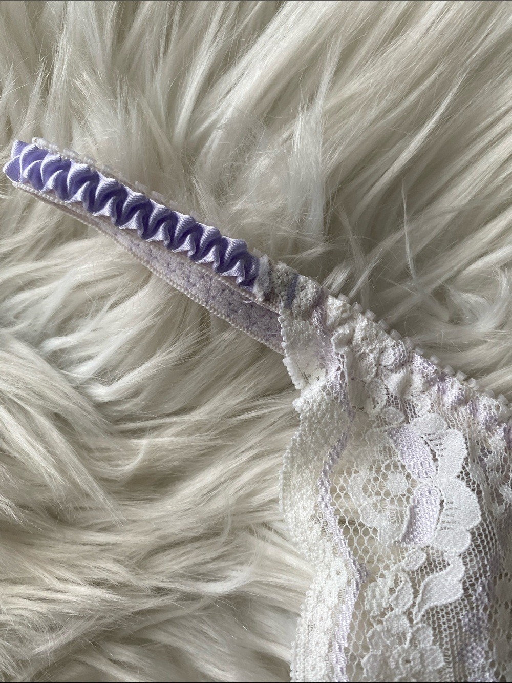 Vintage lace Satin-Trim Thong Panty in Light Lavender - Women Intimates - Picture 4 of 6